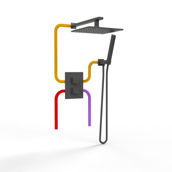 Душевой комплект Paini Grazia 21PZSET26911THSH черный матовый