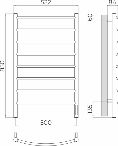 Классик П8 500х850 электро Полотенцесушитель TERMINUS
