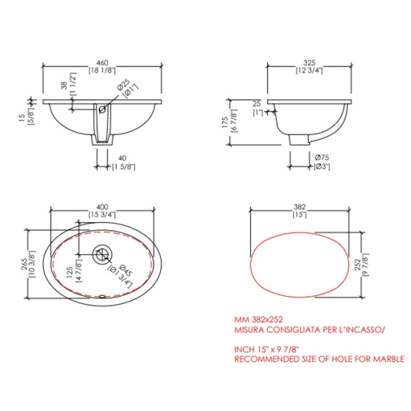 Раковина Devon&Devon Over and under counter basins 46 RALILY460