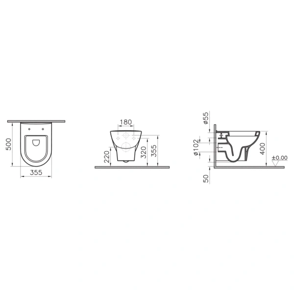 Унитаз подвесной с сиденьем стандарт Vitra Zentrum 5785B003-6076