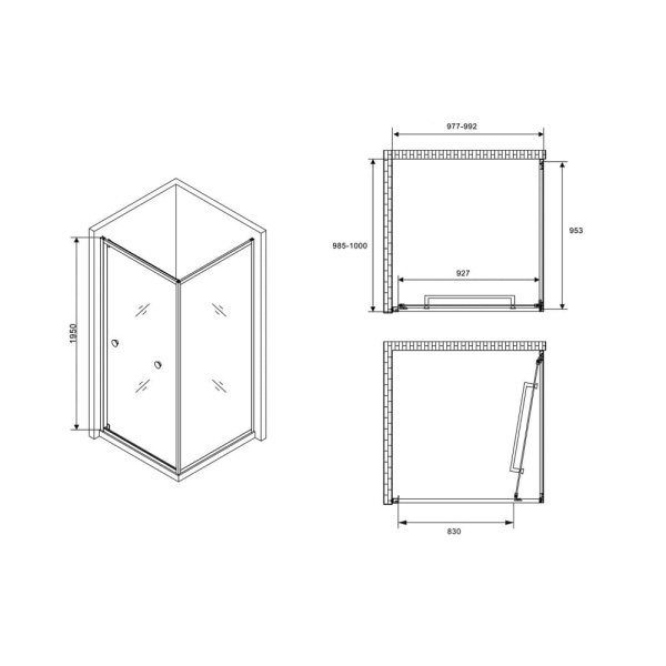 Душевой уголок Abber Schwarzer Diamant 100x100 AG0A100