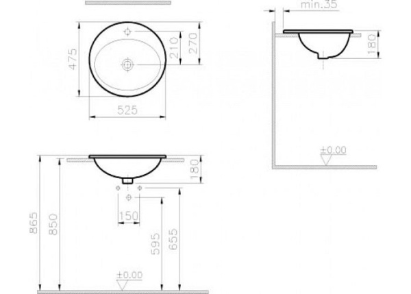 Раковина Vitra S20 5468B003-0001