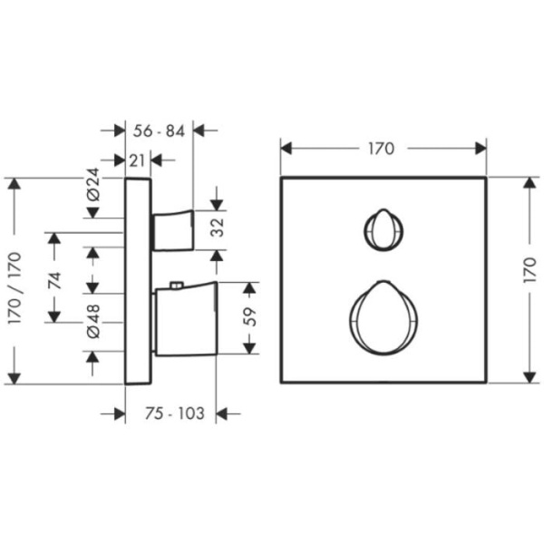 Внешняя часть термостата для душа Axor Starck Organic 12716000