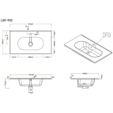Раковина BelBagno Love 90 LOV-900-LVB