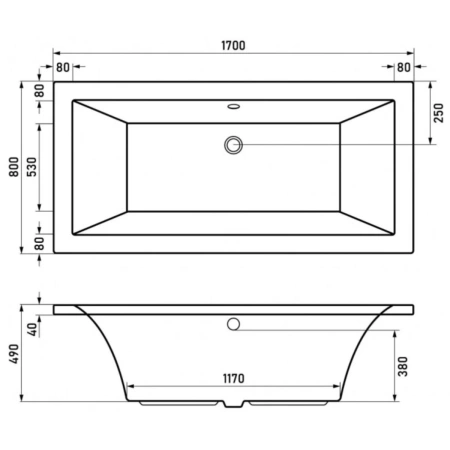 Акриловая ванна 170x80 см Berges Tari 050028