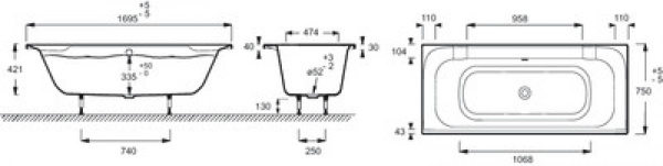 Акриловая ванна Jacob Delafon Doble 170х75 E6D012-00