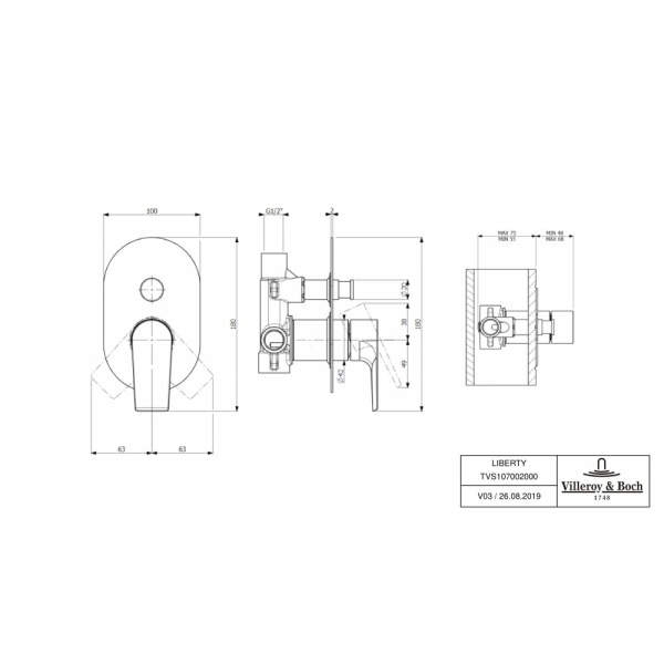 Смеситель для ванны Villeroy&Boch Liberty TVS10700200061