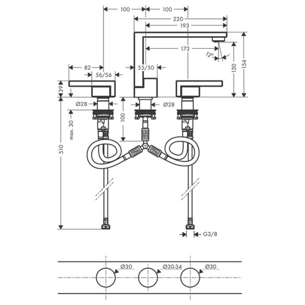 Смеситель для раковины Axor Edge 46051000