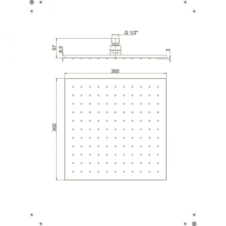 Верхний душ Paini 50CR759Q30EA квадратный 300 мм хром
