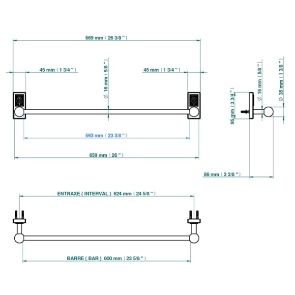 Полотенцедержатель THG Mtropolis cristal clair manettes A2B.A02.514/60
