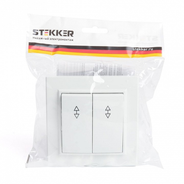 Переключатель двухклавишный Stekker Эрна 39919
