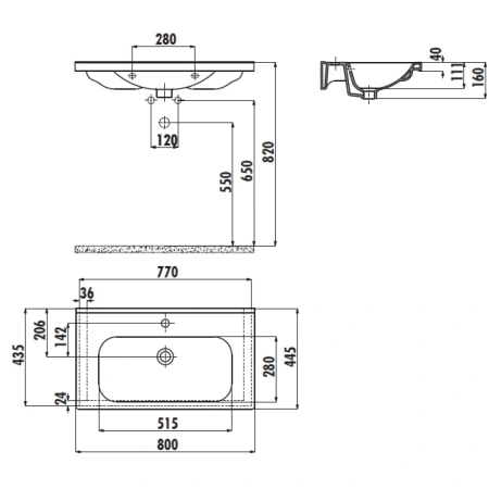 Раковина 80x44,5 см Creavit Eksen EK080-00CB00E-0000
