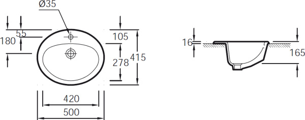 Раковина Jacob Delafon Ovale Minima E1358-00