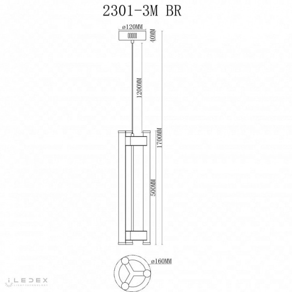 Подвесной светильник iLedex Rocks 2301-3M BR