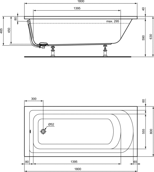 Акриловая ванна Ideal Standard Hot Line 180x80 (K274801)