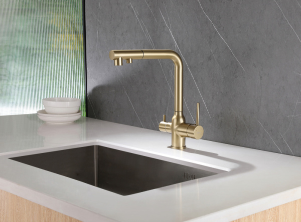 Смеситель для кухни Abber Emotion AF8814G золото матовое