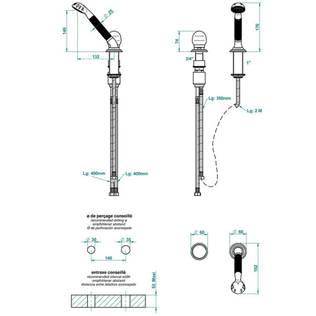 Смеситель для ванны THG Jade Dragon U5H.F01.6532/60A золото