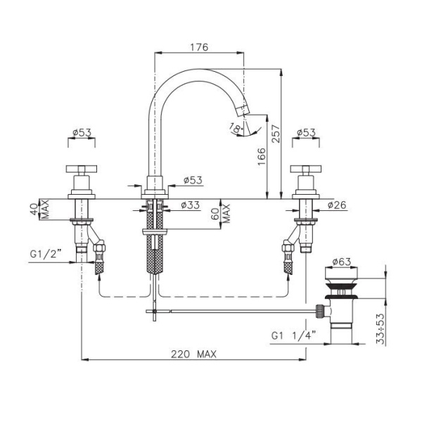Смеситель для раковины Nicolazzi Mac Kinley 05 2208GO29 золото
