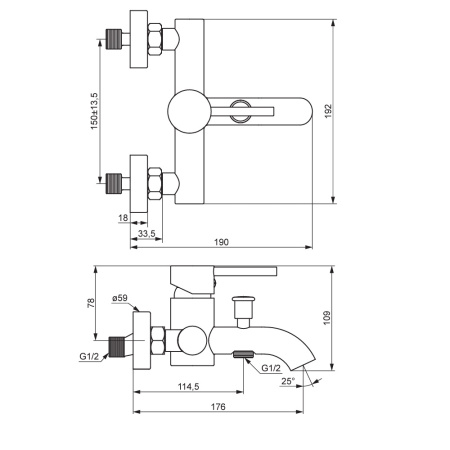 Смеситель для ванны и душа Damixa Scandinavian Pure 361000500 розовое золото