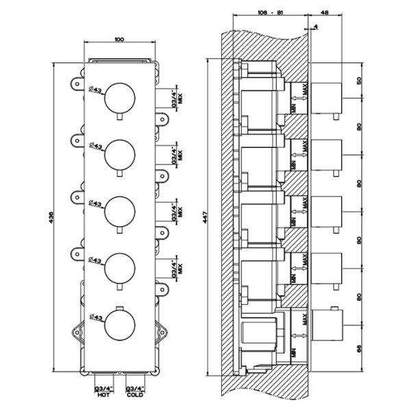 Смеситель для душа Gessi 316 54518#239 нержавейка