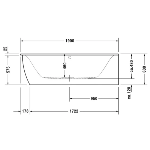 Акриловая ванна 190x90 см R Duravit Darling New 700247000000000