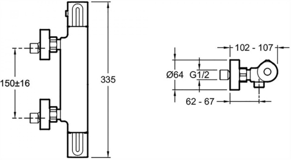 Смеситель для душа Jacob Delafon Metro E24394-CP термостатический хром