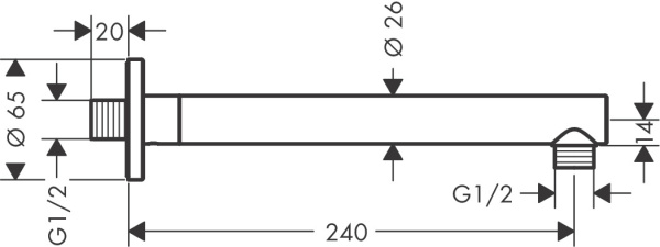 Держатель верхнего душа hansgrohe Vernis Blend 27809670 24 см матовый черный