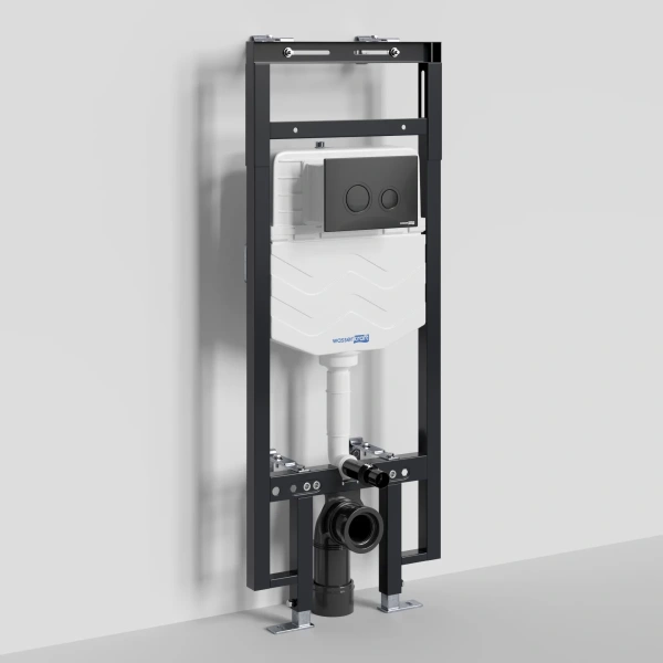 Инсталляция для унитаза WasserKRAFT Dinkel 58 58TLT.010.ME.MB01 с кнопкой смыва, черный матовый
