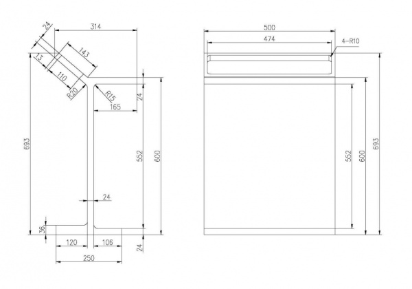 Столик Abber Stein AS1637MB черный