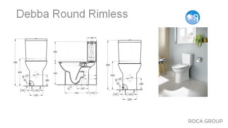 Чаша напольного унитаза Roca Debba Round rimless 34299P00Y
