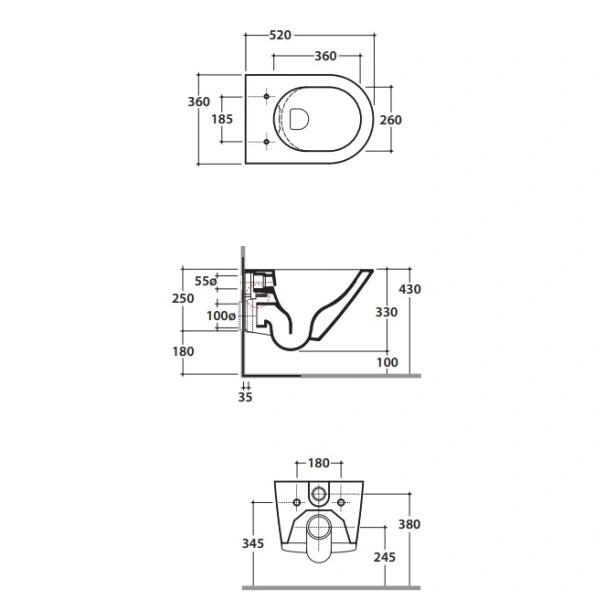 Унитаз подвесной Globo Forty3 FOS07.BI безободковый, белый