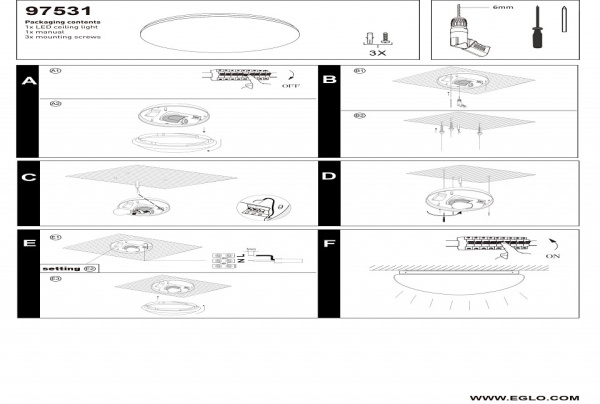 Накладной светильник Eglo Bari-M 97531