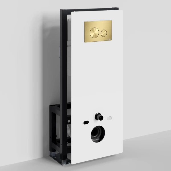 Инсталляция для унитаза WasserKRAFT Glan 66 66TLT.010.ME.WH.MG02 с кнопкой смыва, золотой матовый