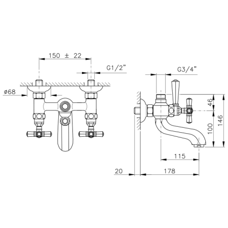 Смеситель для ванны Nicolazzi Teide Metal 1900CR05