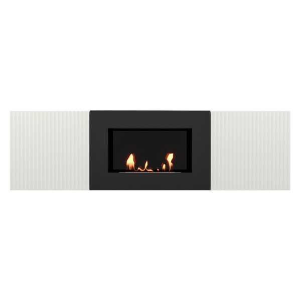 Каминокомплект: Тумба с биокамином Firelight BFP/P-1400L белая+набор керамических дров ель