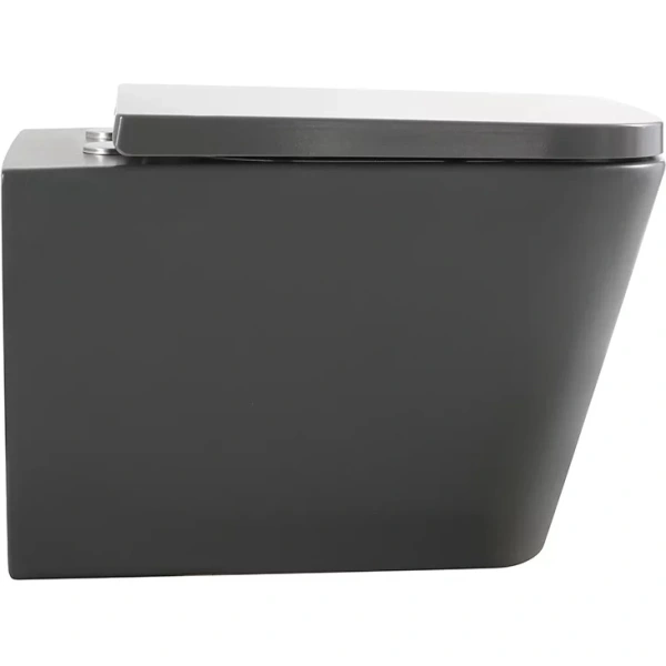 Унитаз подвесной Veconi Pulo VPU-51TGR безободковый, торнадо, с сиденьем микролифт, серый матовый