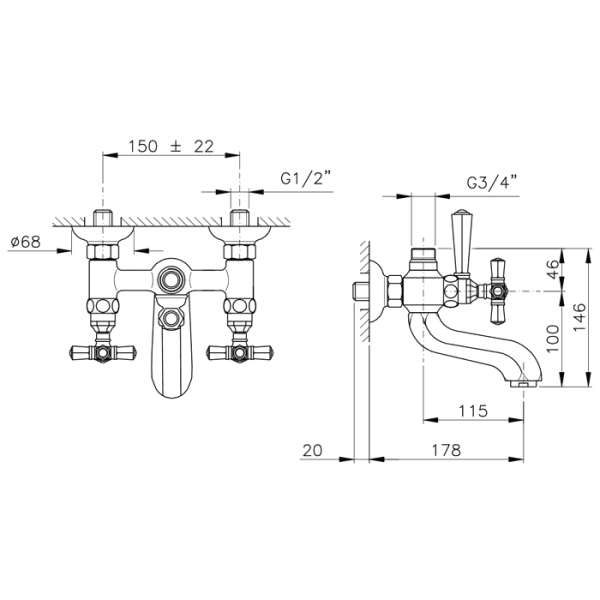 Смеситель для ванны Nicolazzi Teide Metal 1900CR05