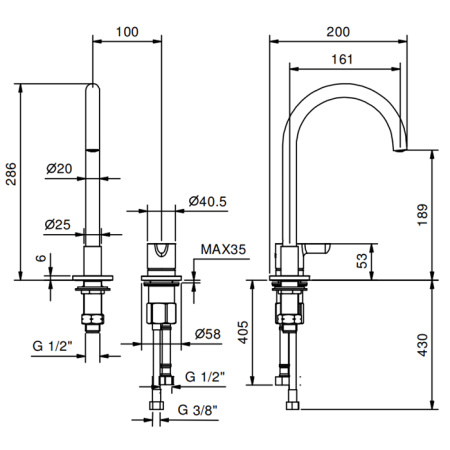 Смеситель для раковины Fantini Icona Classic 53 02 R504W