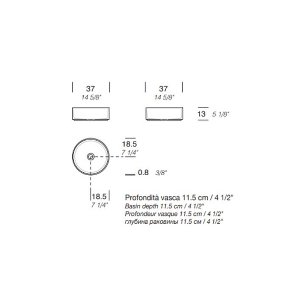 Раковина Milldue Basic C37 37 8920*0 Bianco Opaco