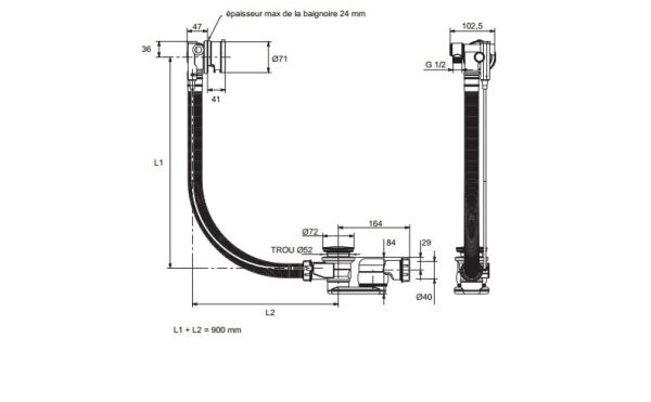 Слив-перелив Jacob Delafon Capsule E6D134-CP