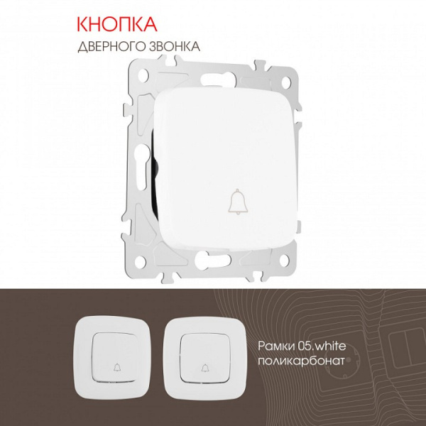 Кнопка звонка без рамки Arte Milano 205 205.36-1.white
