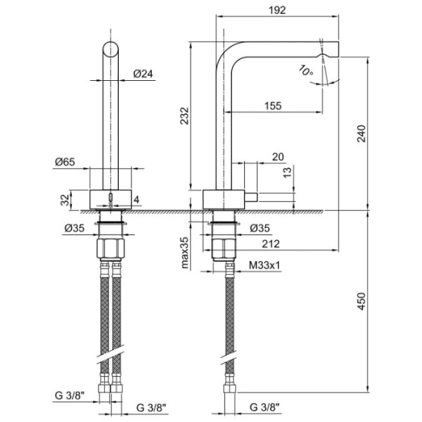 Смеситель для раковины Fantini AF/21 27 P5 A006WF сталь