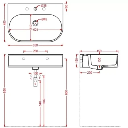 Раковина 65x45 см Artceram Atelier ATL003 05 00 *1