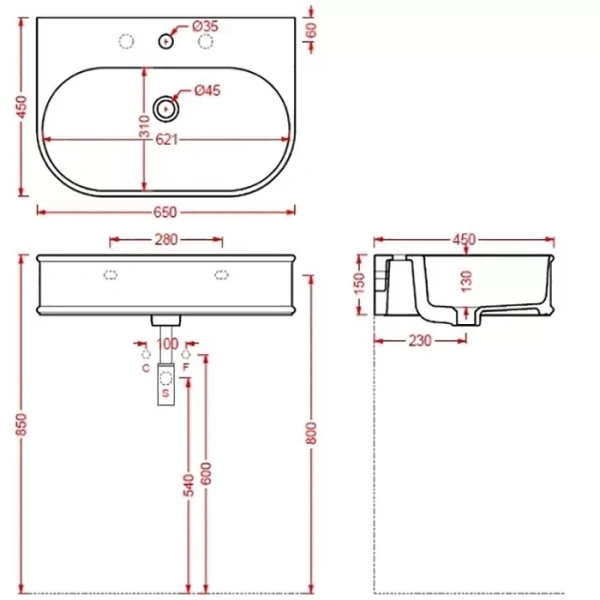 Раковина 65x45 см Artceram Atelier ATL003 05 00 *1