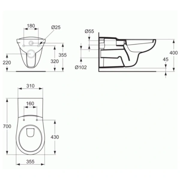 Унитаз подвесной Ideal Standard Matura P243001 белый