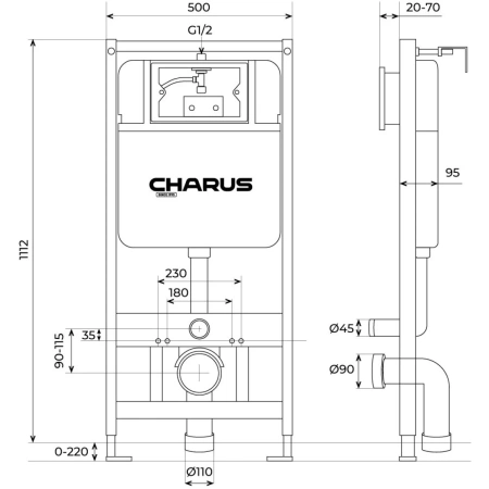 Инсталляция для унитаза Charus CC.300.80.01