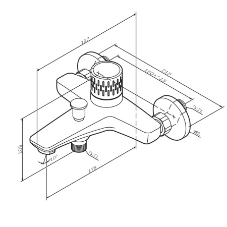 Смеситель для ванны и душа AM.PM Gem F90A10400