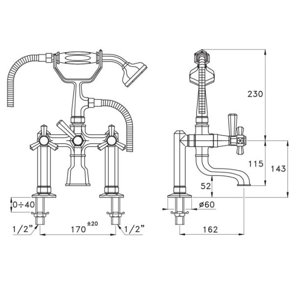 Смеситель для ванны Stella Eccelsa EC 02207 AU00 золото