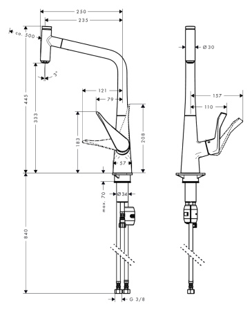 Смеситель для кухни hansgrohe Metris 14884000