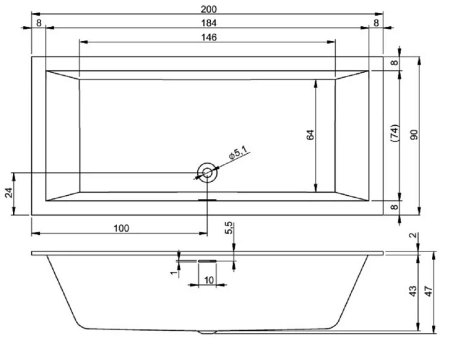 Акриловая ванна Riho Rething Cubic 200х90 B110013005 белый